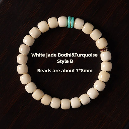 Zen Healing White Jade Bodhi Agate Blessing Bracelet