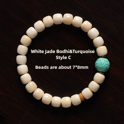 Zen Healing White Jade Bodhi Agate Blessing Bracelet