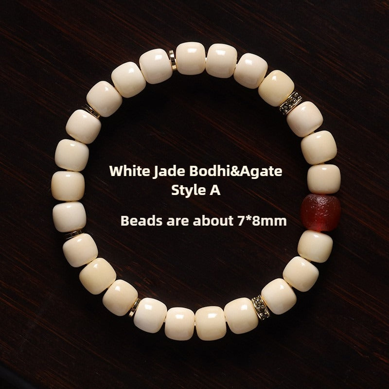 Zen Healing White Jade Bodhi Agate Blessing Bracelet