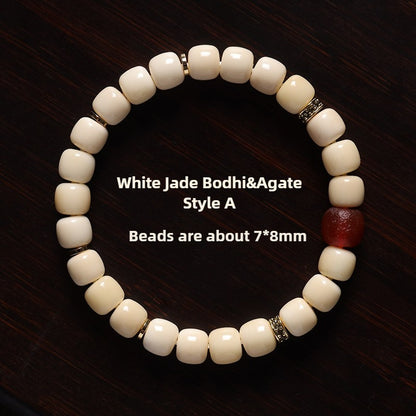 Zen Healing White Jade Bodhi Agate Blessing Bracelet
