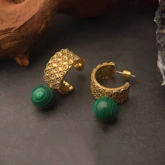 malachite emerald green halo earrings - Healthy · Vitality