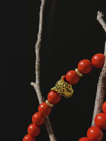 Zen Healing Cinnabar Beads Leopard Prosperity Bracelet